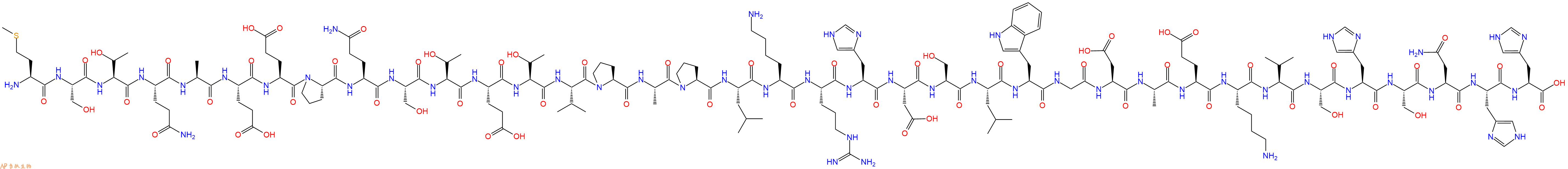 专肽生物产品H2N-Met-Ser-Thr-Gln-Ala-Glu-Glu-Pro-Gln-Ser-Thr-Glu-Thr-Val-Pro-Ala-Pro-Leu-Lys-Arg-His-Asp-Ser-Leu-Trp-Gly-Asp-Ala-Glu-Lys-Val-Ser-His-Ser-Asn-His-His-OH