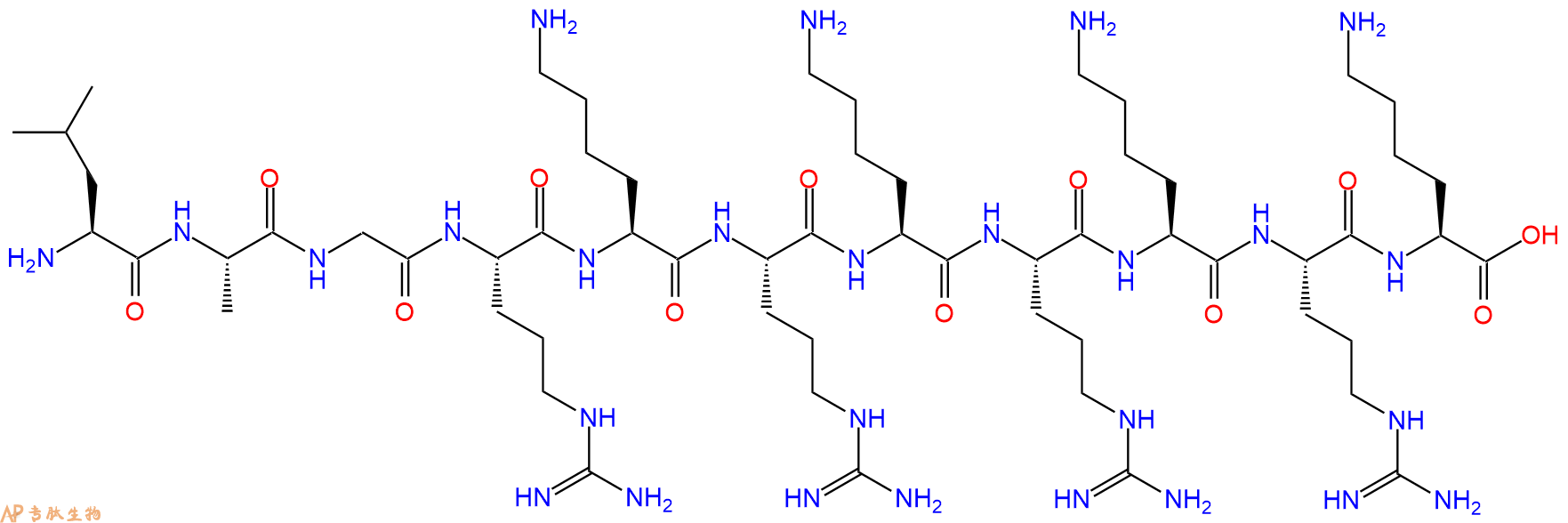专肽生物产品H2N-Leu-Ala-Gly-Arg-Lys-Arg-Lys-Arg-Lys-Arg-Lys-OH