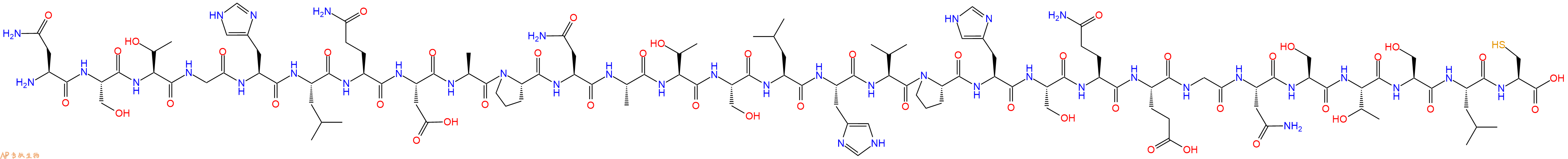 专肽生物产品H2N-Asn-Ser-Thr-Gly-His-Leu-Gln-Asp-Ala-Pro-Asn-Ala-Thr-Ser-Leu-His-Val-Pro-His-Ser-Gln-Glu-Gly-Asn-Ser-Thr-Ser-Leu-Cys-OH