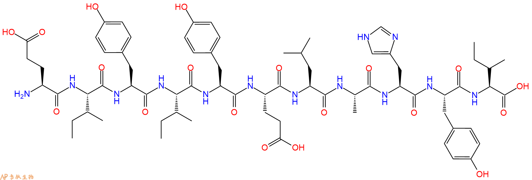 专肽生物产品H2N-Glu-Ile-Tyr-Ile-Tyr-Glu-Leu-Ala-His-Tyr-Ile-OH