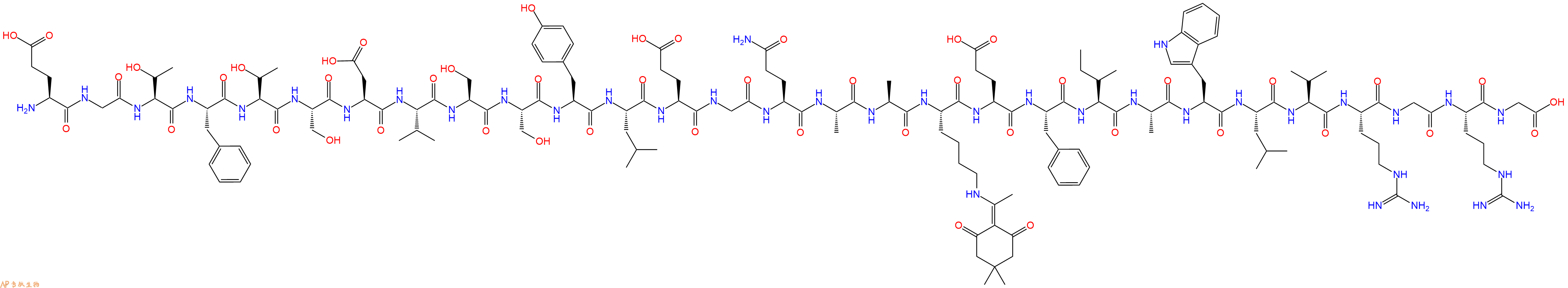 专肽生物产品H2N-Glu-Gly-Thr-Phe-Thr-Ser-Asp-Val-Ser-Ser-Tyr-Leu-Glu-Gly-Gln-Ala-Ala-Lys(Dde)-Glu-Phe-Ile-Ala-Trp-Leu-Val-Arg-Gly-Arg-Gly-OH