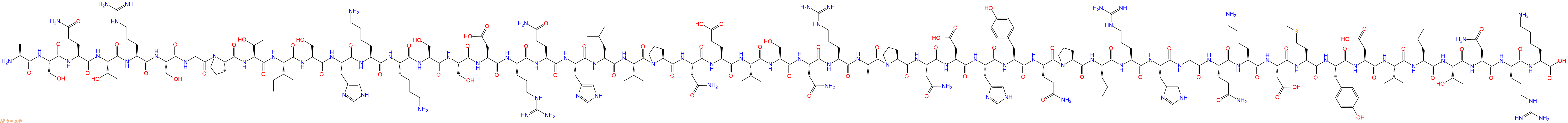 专肽生物产品H2N-Ala-Ser-Gln-Thr-Arg-Ser-Gly-Pro-Thr-Ile-Ser-His-Lys-Lys-Ser-Ser-Asp-Arg-Gln-His-Leu-Val-Pro-Asn-Glu-Val-Ser-Asn-Arg-Ala-Pro-Asn-Asp-His-Tyr-Gln-Pro-Leu-Arg-His-Gly-Gln-Lys-Asp-Met-Tyr-Asp-Val-Leu-Thr-Asn-Arg-Lys-OH