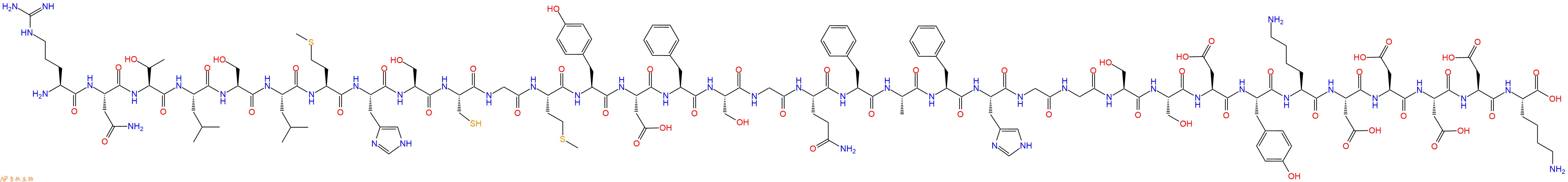 专肽生物产品H2N-Arg-Asn-Thr-Leu-Ser-Leu-Met-His-Ser-Cys-Gly-Met-Tyr-Asp-Phe-Ser-Gly-Gln-Phe-Ala-Phe-His-Gly-Gly-Ser-Ser-Asp-Tyr-Lys-Asp-Asp-Asp-Asp-Lys-OH