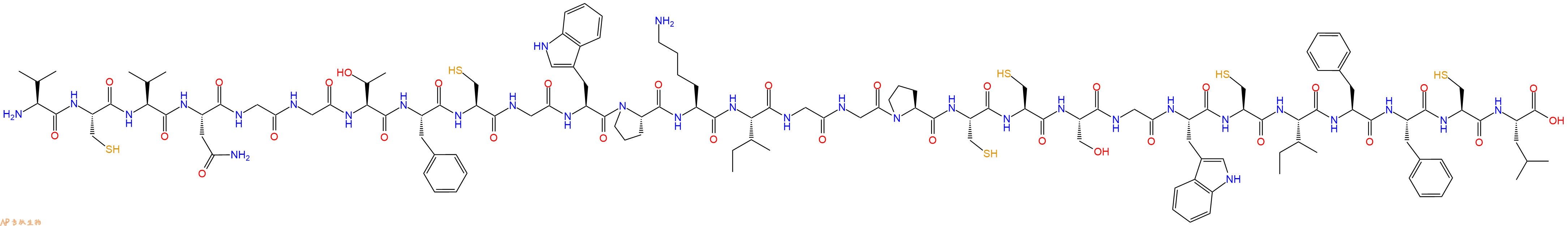 专肽生物产品H2N-Val-Cys-Val-Asn-Gly-Gly-Thr-Phe-Cys-Gly-Trp-Pro-Lys-Ile-Gly-Gly-Pro-Cys-Cys-Ser-Gly-Trp-Cys-Ile-Phe-Phe-Cys-Leu-OH