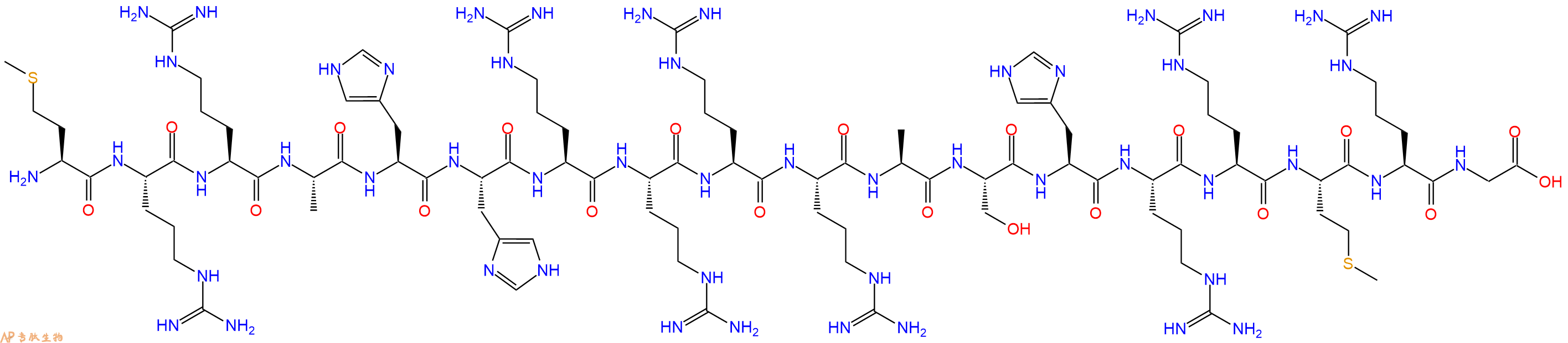 专肽生物产品H2N-Met-Arg-Arg-Ala-His-His-Arg-Arg-Arg-Arg-Ala-Ser-His-Arg-Arg-Met-Arg-Gly-OH