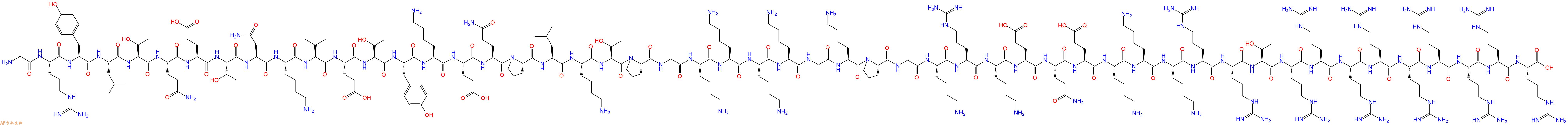 专肽生物产品H2N-Gly-Arg-Tyr-Leu-Thr-Gln-Glu-Thr-Asn-Lys-Val-Glu-Thr-Tyr-Lys-Glu-Gln-Pro-Leu-Lys-Thr-Pro-Gly-Lys-Lys-Lys-Lys-Gly-Lys-Pro-Gly-Lys-Arg-Lys-Glu-Gln-Glu-Lys-Lys-Lys-Arg-Arg-Thr-Arg-Arg-Arg-Arg-Arg-Arg-Arg-Arg-Arg-OH