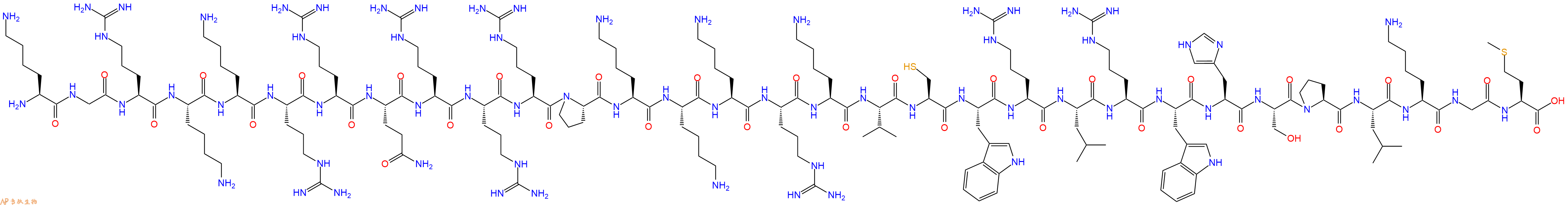 专肽生物产品H2N-Lys-Gly-Arg-Lys-Lys-Arg-Arg-Gln-Arg-Arg-Arg-Pro-Lys-Lys-Lys-Arg-Lys-Val-Cys-Trp-Arg-Leu-Arg-Trp-His-Ser-Pro-Leu-Lys-Gly-Met-OH