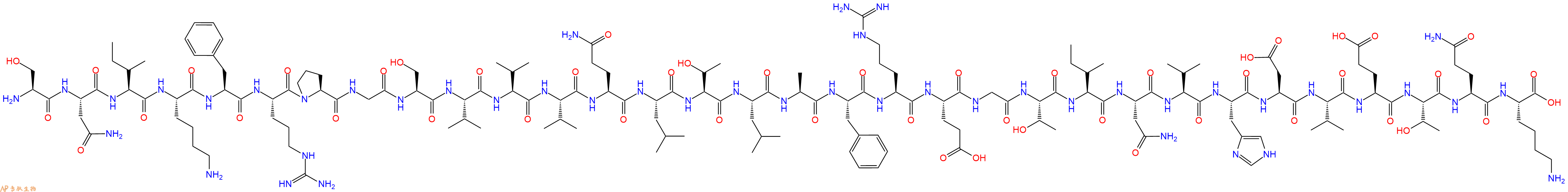 专肽生物产品H2N-Ser-Asn-Ile-Lys-Phe-Arg-Pro-Gly-Ser-Val-Val-Val-Gln-Leu-Thr-Leu-Ala-Phe-Arg-Glu-Gly-Thr-Ile-Asn-Val-His-Asp-Val-Glu-Thr-Gln-Lys-OH