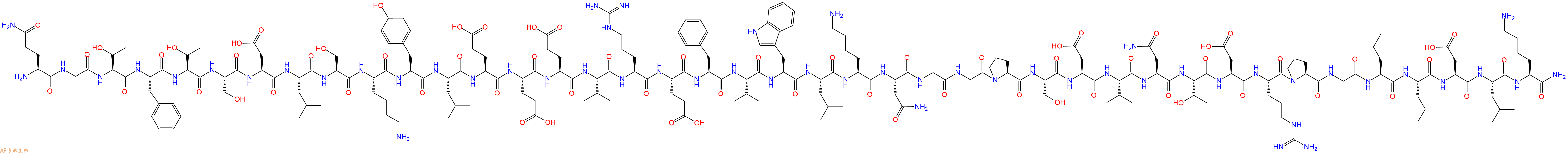 专肽生物产品H2N-Gln-Gly-Thr-Phe-Thr-Ser-Asp-Leu-Ser-Lys-Tyr-Leu-Glu-Glu-Glu-Val-Arg-Glu-Phe-Ile-Trp-Leu-Lys-Asn-Gly-Gly-Pro-Ser-Asp-Val-Asn-Thr-Asp-Arg-Pro-Gly-Leu-Leu-Asp-Leu-Lys-NH2