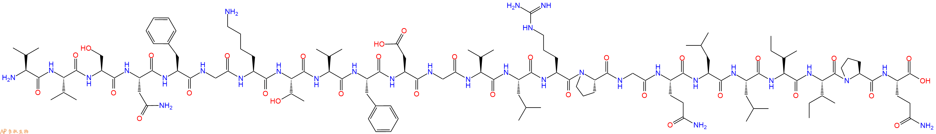 专肽生物产品H2N-Val-Val-Ser-Asn-Phe-Gly-Lys-Thr-Val-Phe-Asp-Gly-Val-Leu-Arg-Pro-Gly-Gln-Leu-Leu-Ile-Ile-Pro-Gln-OH