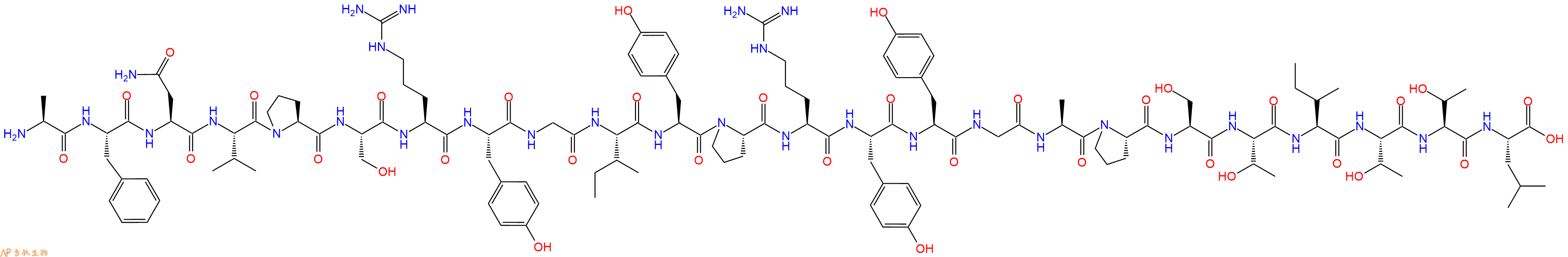 专肽生物产品H2N-Ala-Phe-Asn-Val-Pro-Ser-Arg-Tyr-Gly-Ile-Tyr-Pro-Arg-Tyr-Tyr-Gly-Ala-Pro-Ser-Thr-Ile-Thr-Thr-Leu-OH