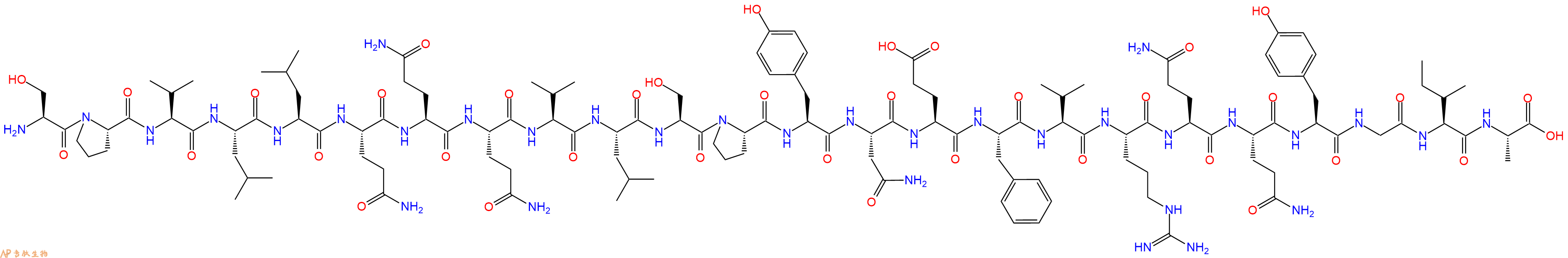 专肽生物产品H2N-Ser-Pro-Val-Leu-Leu-Gln-Gln-Gln-Val-Leu-Ser-Pro-Tyr-Asn-Glu-Phe-Val-Arg-Gln-Gln-Tyr-Gly-Ile-Ala-OH