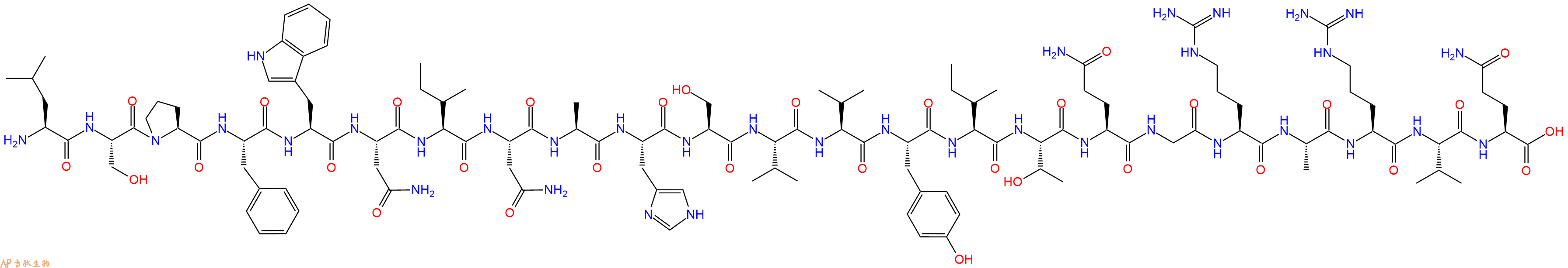 专肽生物产品H2N-Leu-Ser-Pro-Phe-Trp-Asn-Ile-Asn-Ala-His-Ser-Val-Val-Tyr-Ile-Thr-Gln-Gly-Arg-Ala-Arg-Val-Gln-OH