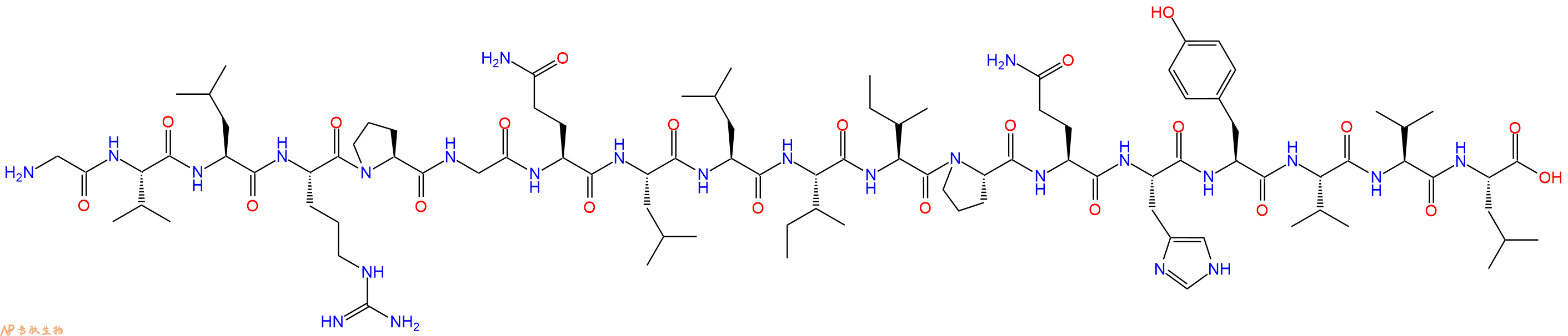 专肽生物产品H2N-Gly-Val-Leu-Arg-Pro-Gly-Gln-Leu-Leu-Ile-Ile-Pro-Gln-His-Tyr-Val-Val-Leu-OH