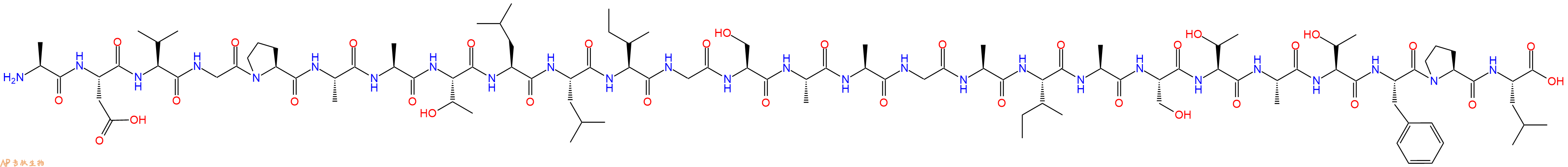 专肽生物产品H2N-Ala-Asp-Val-Gly-Pro-Ala-Ala-Thr-Leu-Leu-Ile-Gly-Ser-Ala-Ala-Gly-Ala-Ile-Ala-Ser-Thr-Ala-Thr-Phe-Pro-Leu-OH