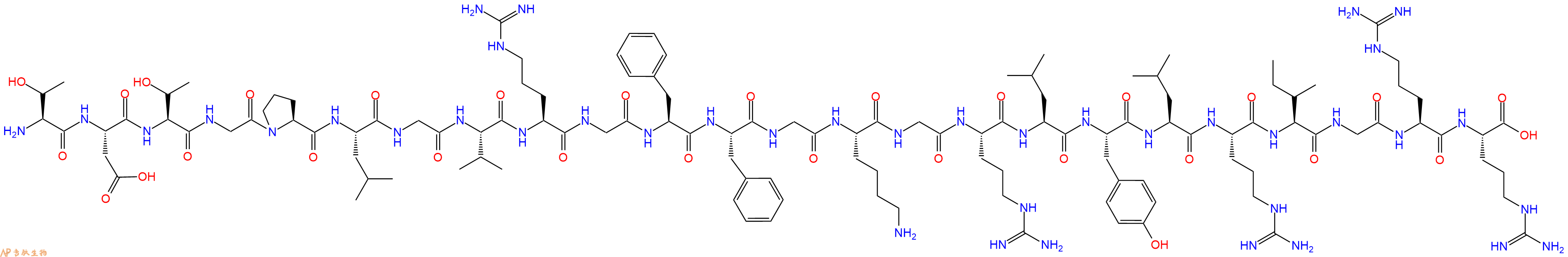 专肽生物产品H2N-Thr-Asp-Thr-Gly-Pro-Leu-Gly-Val-Arg-Gly-Phe-Phe-Gly-Lys-Gly-Arg-Leu-Tyr-Leu-Arg-Ile-Gly-Arg-Arg-OH