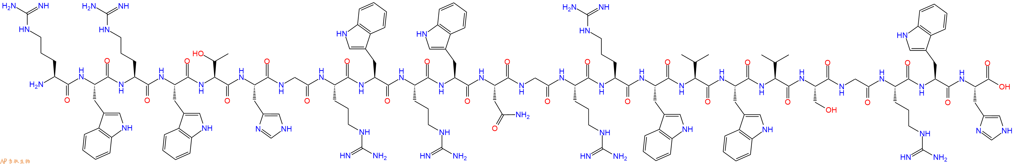 专肽生物产品H2N-Arg-Trp-Arg-Trp-Thr-His-Gly-Arg-Trp-Arg-Trp-Asn-Gly-Arg-Arg-Trp-Val-Trp-Val-Ser-Gly-Arg-Trp-His-OH