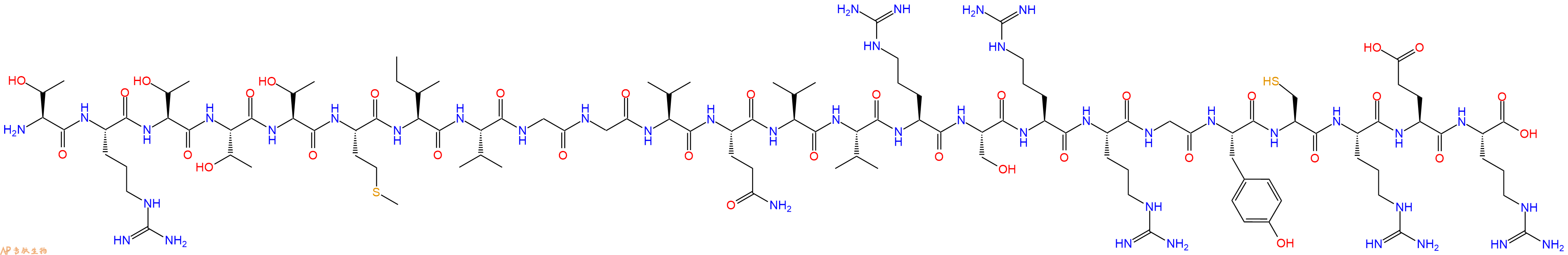 专肽生物产品H2N-Thr-Arg-Thr-Thr-Thr-Met-Ile-Val-Gly-Gly-Val-Gln-Val-Val-Arg-Ser-Arg-Arg-Gly-Tyr-Cys-Arg-Glu-Arg-OH