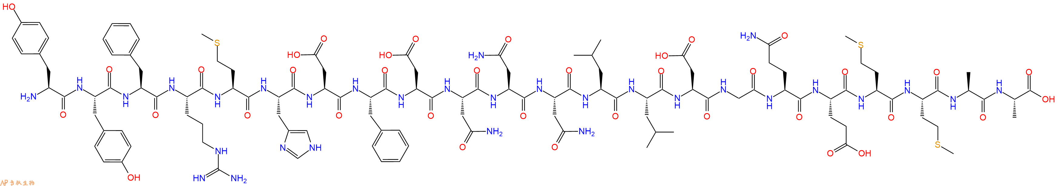专肽生物产品H2N-Tyr-Tyr-Phe-Arg-Met-His-Asp-Phe-Asp-Asn-Asn-Asn-Leu-Leu-Asp-Gly-Gln-Glu-Met-Met-Ala-Ala-OH