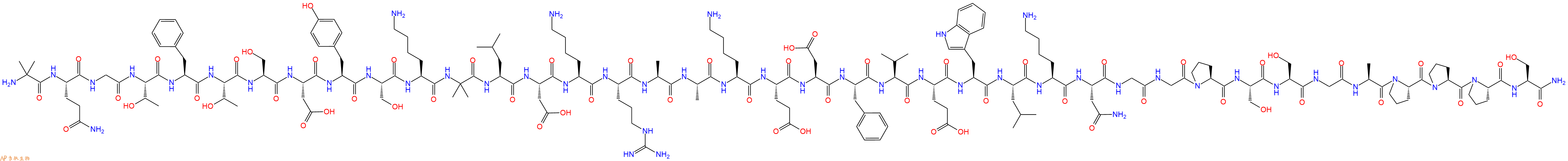专肽生物产品H2N-Aib-Gln-Gly-Thr-Phe-Thr-Ser-Asp-Tyr-Ser-Lys-Aib-Leu-Asp-Lys-Arg-Ala-Ala-Lys-Glu-Asp-Phe-Val-Glu-Trp-Leu-Lys-Asn-Gly-Gly-Pro-Ser-Ser-Gly-Ala-Pro-Pro-Pro-Ser-NH2