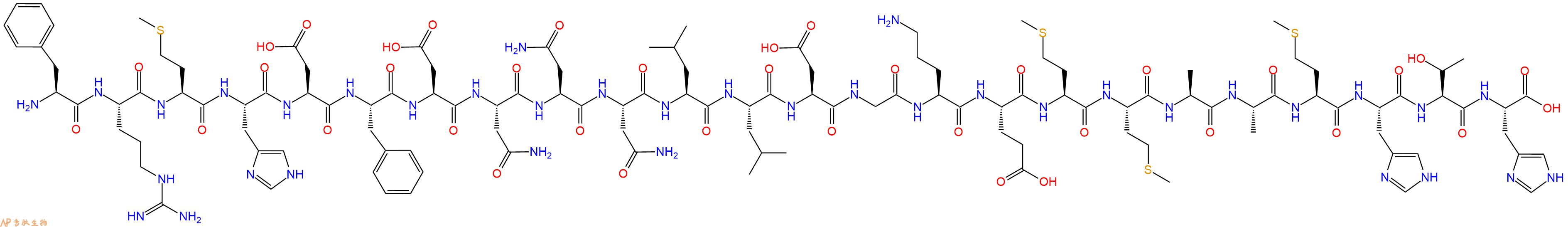 专肽生物产品H2N-Phe-Arg-Met-His-Asp-Phe-Asp-Asn-Asn-Asn-Leu-Leu-Asp-Gly-Orn-Glu-Met-Met-Ala-Ala-Met-His-Thr-His-OH