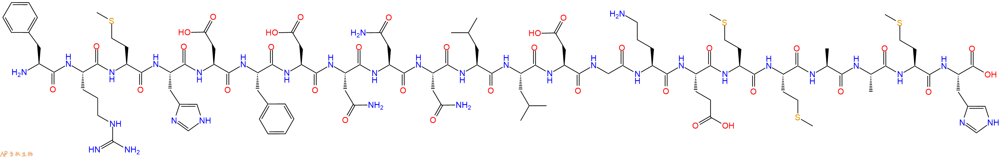专肽生物产品H2N-Phe-Arg-Met-His-Asp-Phe-Asp-Asn-Asn-Asn-Leu-Leu-Asp-Gly-Orn-Glu-Met-Met-Ala-Ala-Met-His-OH
