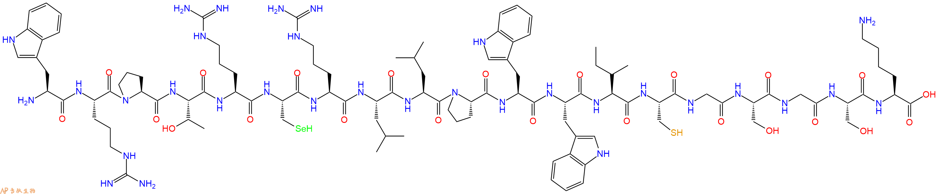 专肽生物产品H2N-Trp-Arg-Pro-Thr-Arg-Sec-Arg-Leu-Leu-Pro-Trp-Trp-Ile-Cys-Gly-Ser-Gly-Ser-Lys-OH