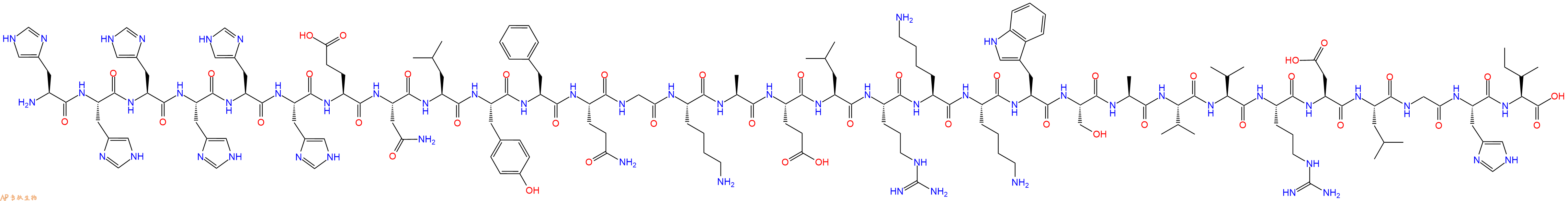 专肽生物产品H2N-His-His-His-His-His-His-Glu-Asn-Leu-Tyr-Phe-Gln-Gly-Lys-Ala-Glu-Leu-Arg-Lys-Lys-Trp-Ser-Ala-Val-Val-Arg-Asp-Leu-Gly-His-Ile-OH