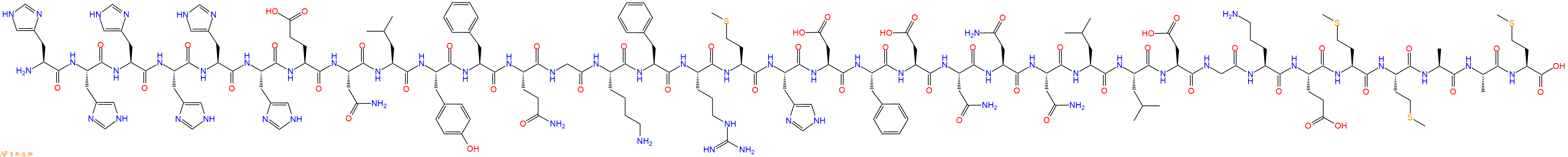 专肽生物产品H2N-His-His-His-His-His-His-Glu-Asn-Leu-Tyr-Phe-Gln-Gly-Lys-Phe-Arg-Met-His-Asp-Phe-Asp-Asn-Asn-Asn-Leu-Leu-Asp-Gly-Orn-Glu-Met-Met-Ala-Ala-Met-OH
