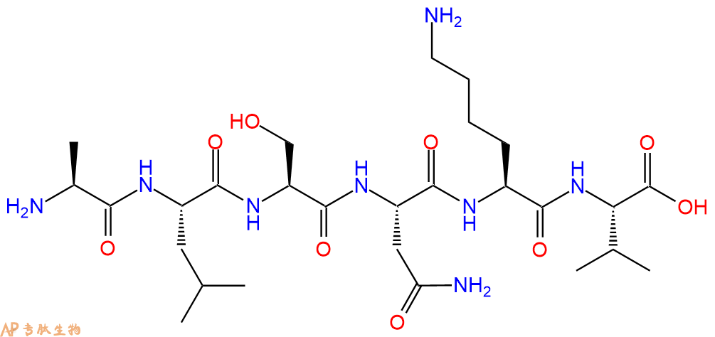 专肽生物产品H2N-Ala-Leu-Ser-Asn-Lys-Val-OH