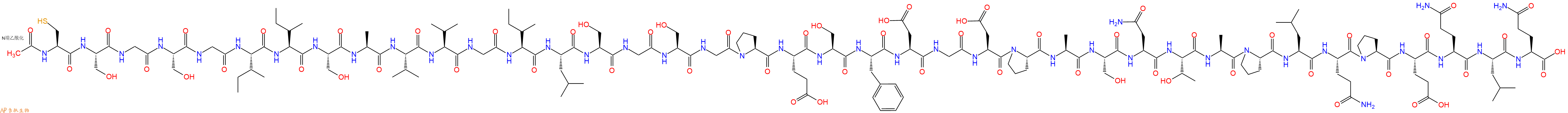 专肽生物产品Ac-Cys-Ser-Gly-Ser-Gly-Ile-Ile-Ser-Ala-Val-Val-Gly-Ile-Leu-Ser-Gly-Ser-Gly-Pro-Glu-Ser-Phe-Asp-Gly-Asp-Pro-Ala-Ser-Asn-Thr-Ala-Pro-Leu-Gln-Pro-Glu-Gln-Leu-Gln-OH