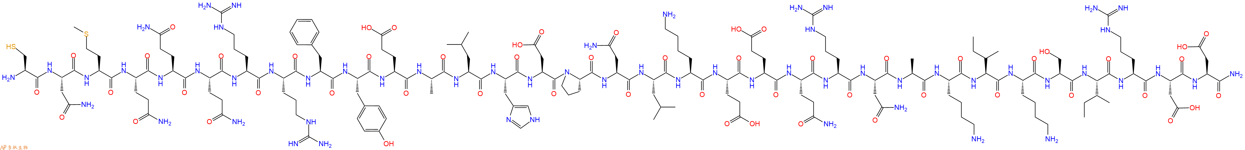 专肽生物产品H2N-Cys-Asn-Met-Gln-Gln-Gln-Arg-Arg-Phe-Tyr-Glu-Ala-Leu-His-Asp-Pro-Asn-Leu-Lys-Glu-Glu-Gln-Arg-Asn-Ala-Lys-Ile-Lys-Ser-Ile-Arg-Asp-Asp-NH2