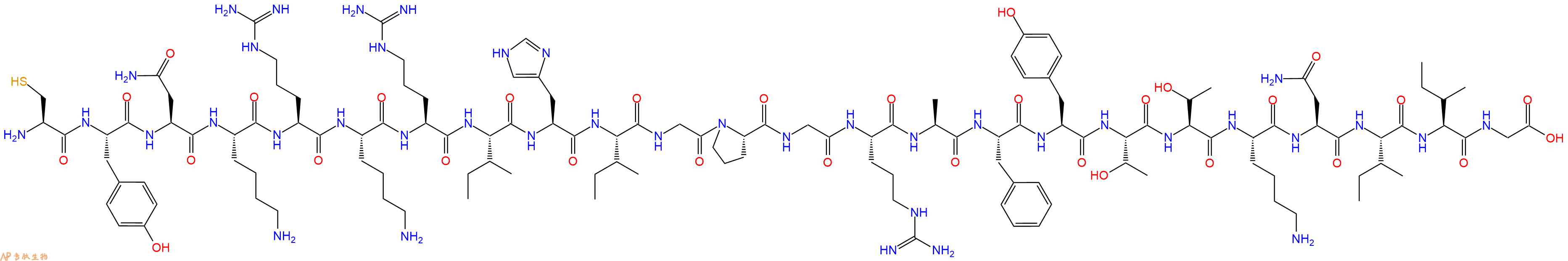专肽生物产品H2N-Cys-Tyr-Asn-Lys-Arg-Lys-Arg-Ile-His-Ile-Gly-Pro-Gly-Arg-Ala-Phe-Tyr-Thr-Thr-Lys-Asn-Ile-Ile-Gly-OH