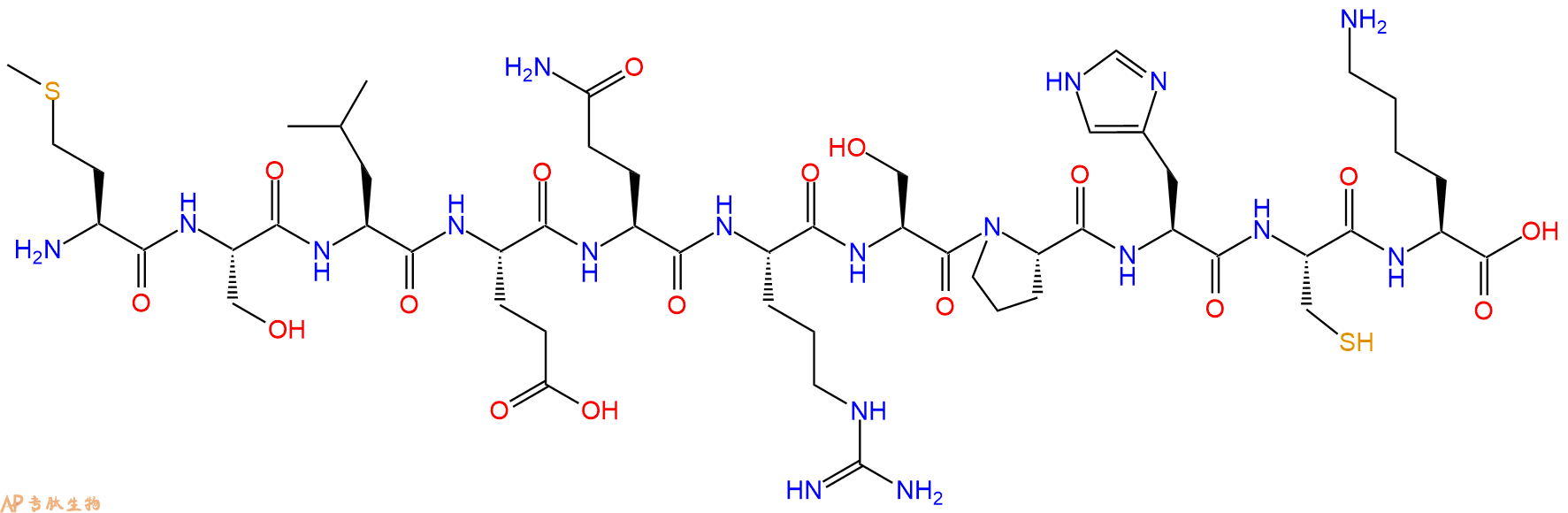 专肽生物产品H2N-Met-Ser-Leu-Glu-Gln-Arg-Ser-Pro-His-Cys-Lys-OH