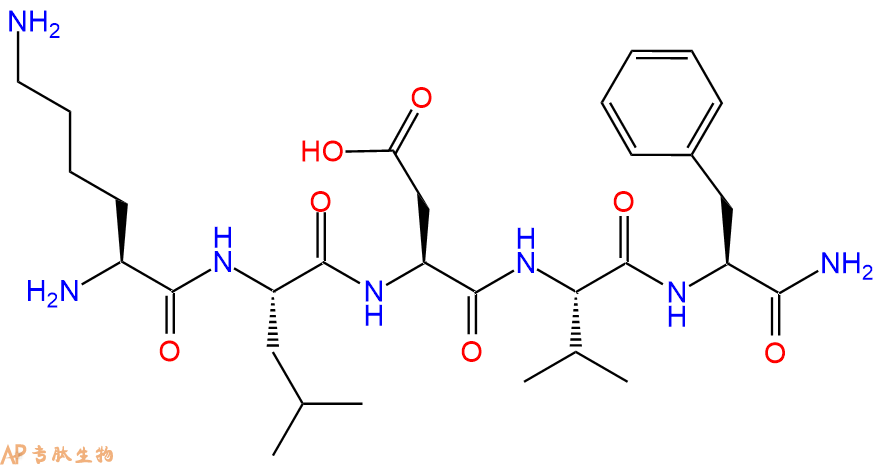 专肽生物产品H2N-Lys-Leu-Asp-Val-Phe-NH2