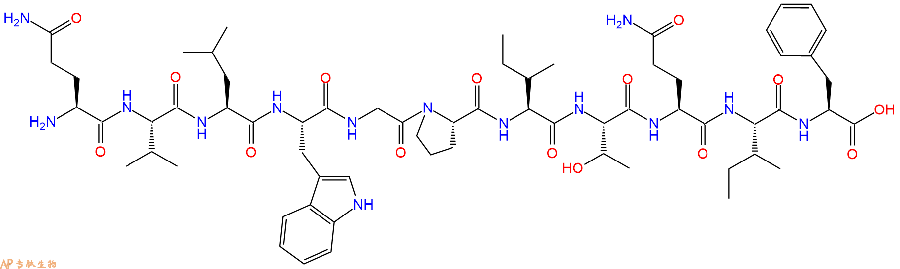 专肽生物产品H2N-Gln-Val-Leu-Trp-Gly-Pro-Ile-Thr-Gln-Ile-Phe-OH
