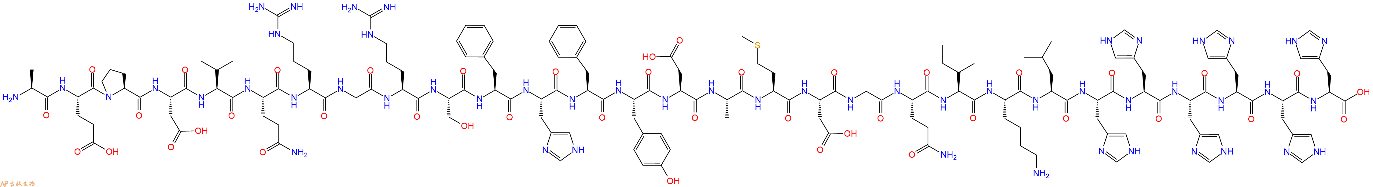 专肽生物产品H2N-Ala-Glu-Pro-Asp-Val-Gln-Arg-Gly-Arg-Ser-Phe-His-Phe-Tyr-Asp-Ala-Met-Asp-Gly-Gln-Ile-Lys-Leu-His-His-His-His-His-His-OH
