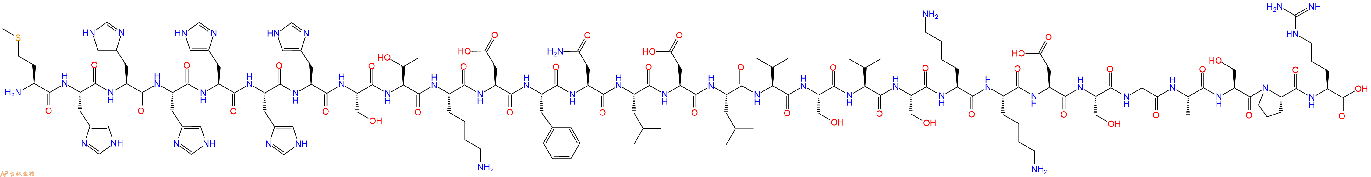 专肽生物产品H2N-Met-His-His-His-His-His-His-Ser-Thr-Lys-Asp-Phe-Asn-Leu-Asp-Leu-Val-Ser-Val-Ser-Lys-Lys-Asp-Ser-Gly-Ala-Ser-Pro-Arg-OH
