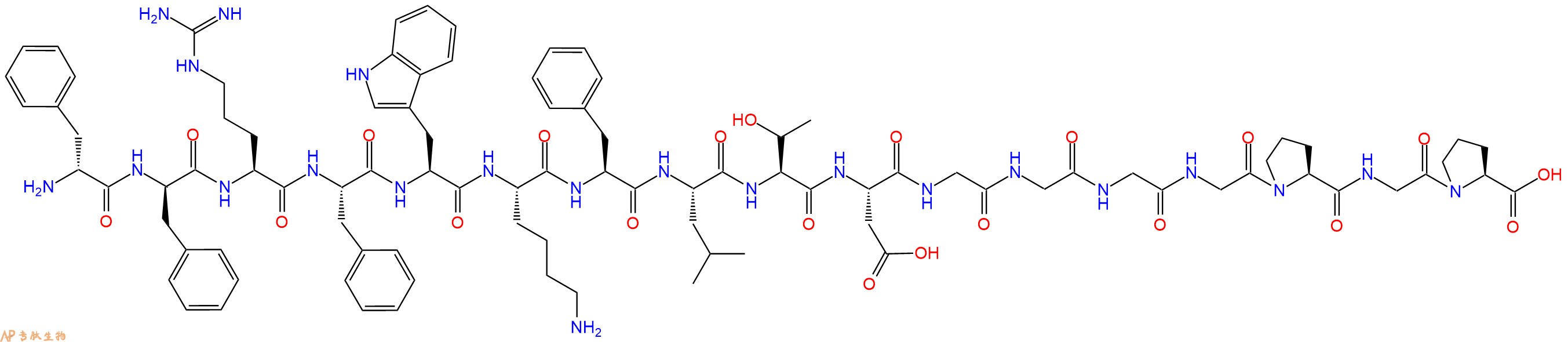 专肽生物产品H2N-DPhe-DPhe-Arg-Phe-Trp-Lys-Phe-Leu-Thr-Asp-Gly-Gly-Gly-Gly-Pro-Gly-Pro-OH