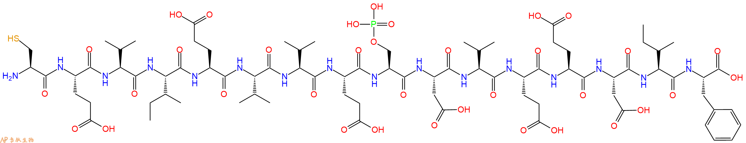 专肽生物产品H2N-Cys-Glu-Val-Ile-Glu-Val-Val-Glu-Ser(PO3H2)-Asp-Val-Glu-Glu-Asp-Ile-Phe-OH