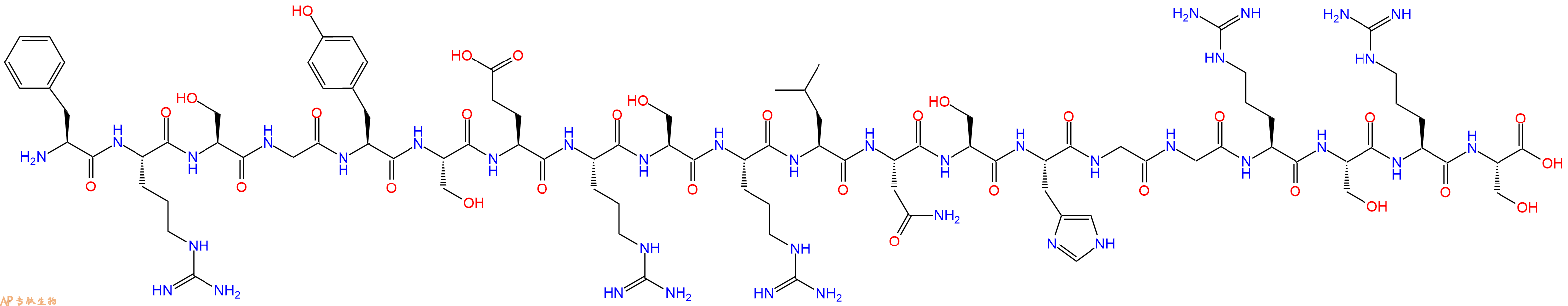 专肽生物产品H2N-Phe-Arg-Ser-Gly-Tyr-Ser-Glu-Arg-Ser-Arg-Leu-Asn-Ser-His-Gly-Gly-Arg-Ser-Arg-Ser-OH