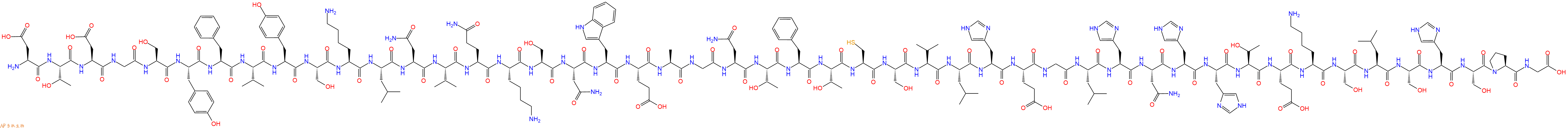 专肽生物产品H2N-Asp-Thr-Asp-Gly-Ser-Tyr-Phe-Val-Tyr-Ser-Lys-Leu-Asn-Val-Gln-Lys-Ser-Asn-Trp-Glu-Ala-Gly-Asn-Thr-Phe-Thr-Cys-Ser-Val-Leu-His-Glu-Gly-Leu-His-Asn-His-His-Thr-Glu-Lys-Ser-Leu-Ser-His-Ser-Pro-Gly-OH