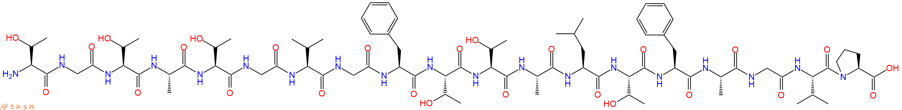 专肽生物产品H2N-Thr-Gly-Thr-Ala-Thr-Gly-Val-Gly-Phe-Thr-Thr-Ala-Leu-Thr-Phe-Ala-Gly-Val-Pro-OH