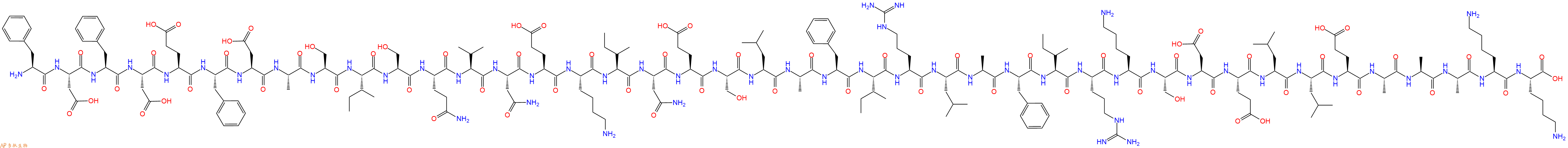专肽生物产品H2N-Phe-Asp-Phe-Asp-Glu-Phe-Asp-Ala-Ser-Ile-Ser-Gln-Val-Asn-Glu-Lys-Ile-Asn-Glu-Ser-Leu-Ala-Phe-Ile-Arg-Leu-Ala-Phe-Ile-Arg-Lys-Ser-Asp-Glu-Leu-Leu-Glu-Ala-Ala-Ala-Lys-Lys-OH