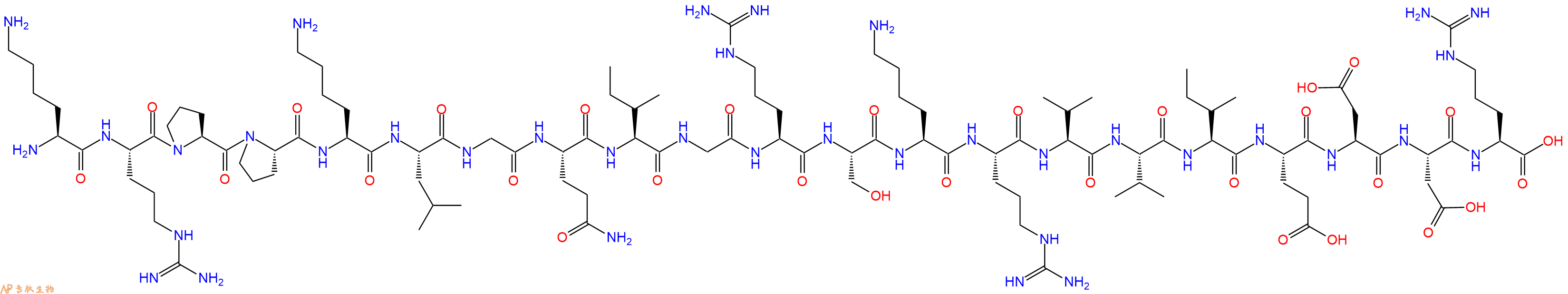 专肽生物产品H2N-Lys-Arg-Pro-Pro-Lys-Leu-Gly-Gln-Ile-Gly-Arg-Ser-Lys-Arg-Val-Val-Ile-Glu-Asp-Asp-Arg-OH