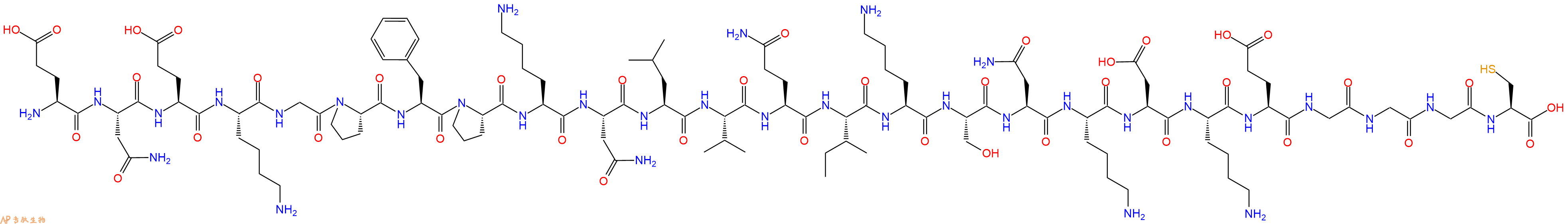 专肽生物产品H2N-Glu-Asn-Glu-Lys-Gly-Pro-Phe-Pro-Lys-Asn-Leu-Val-Gln-Ile-Lys-Ser-Asn-Lys-Asp-Lys-Glu-Gly-Gly-Gly-Cys-OH