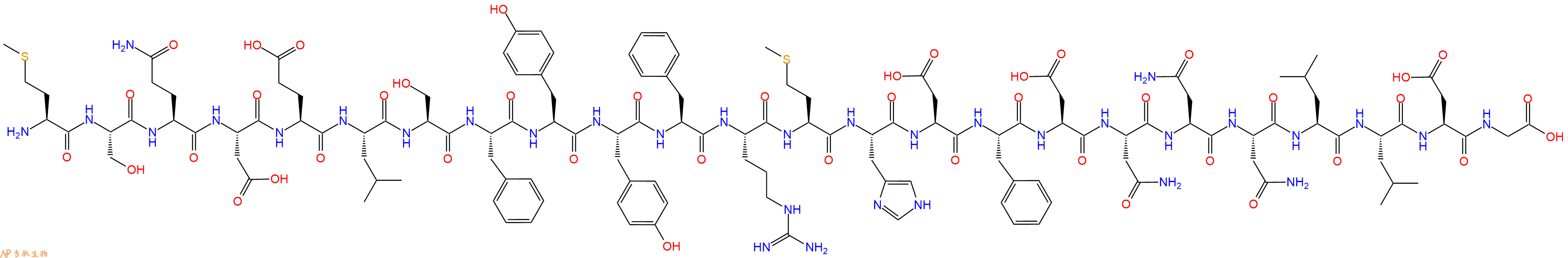 专肽生物产品H2N-Met-Ser-Gln-Asp-Glu-Leu-Ser-Phe-Tyr-Tyr-Phe-Arg-Met-His-Asp-Phe-Asp-Asn-Asn-Asn-Leu-Leu-Asp-Gly-OH