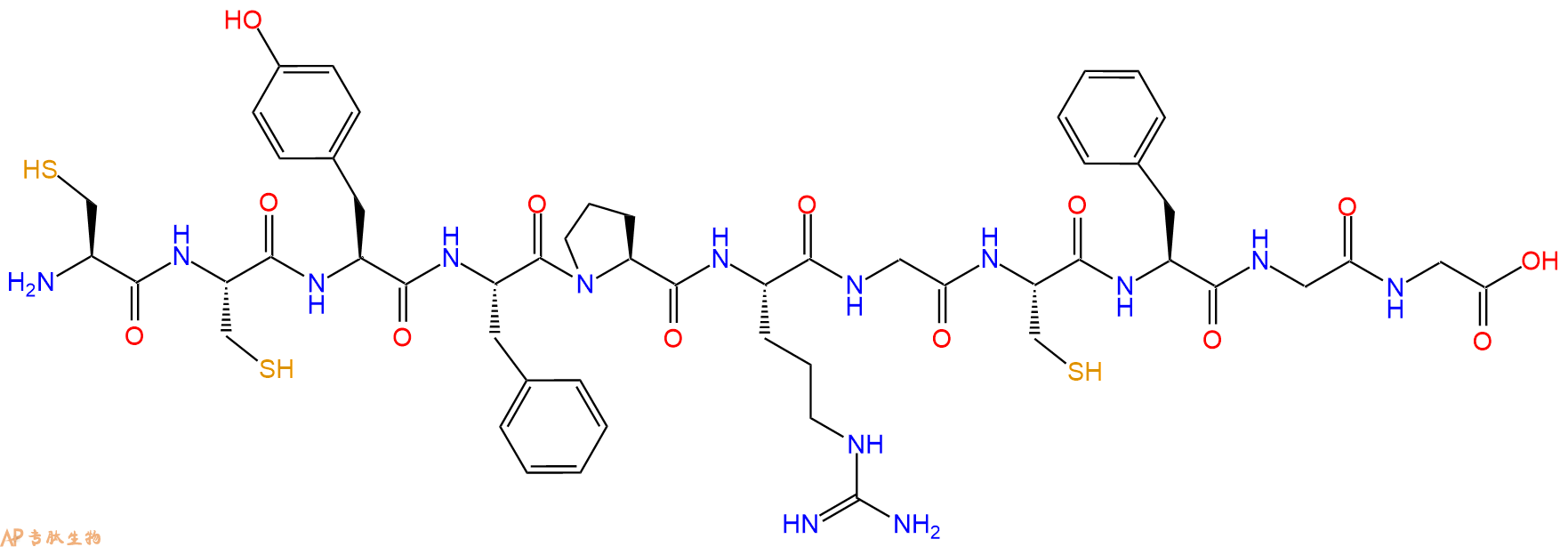 专肽生物产品H2N-Cys-Cys-Tyr-Phe-Pro-Arg-Gly-Cys-Phe-Gly-Gly-OH