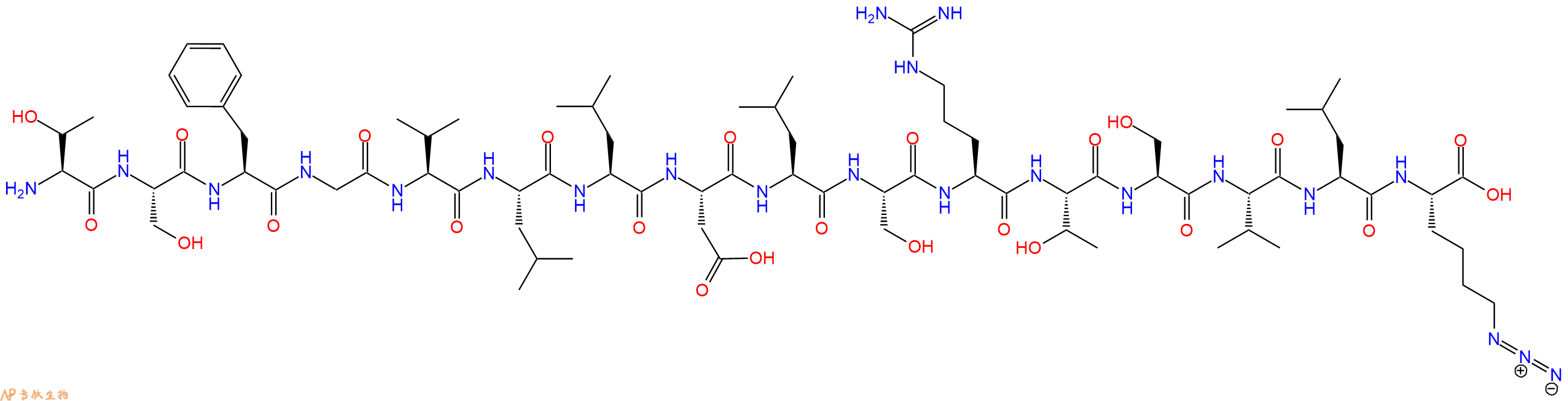专肽生物产品H2N-Thr-Ser-Phe-Gly-Val-Leu-Leu-Asp-Leu-Ser-Arg-Thr-Ser-Val-Leu-Lys(N3)-OH
