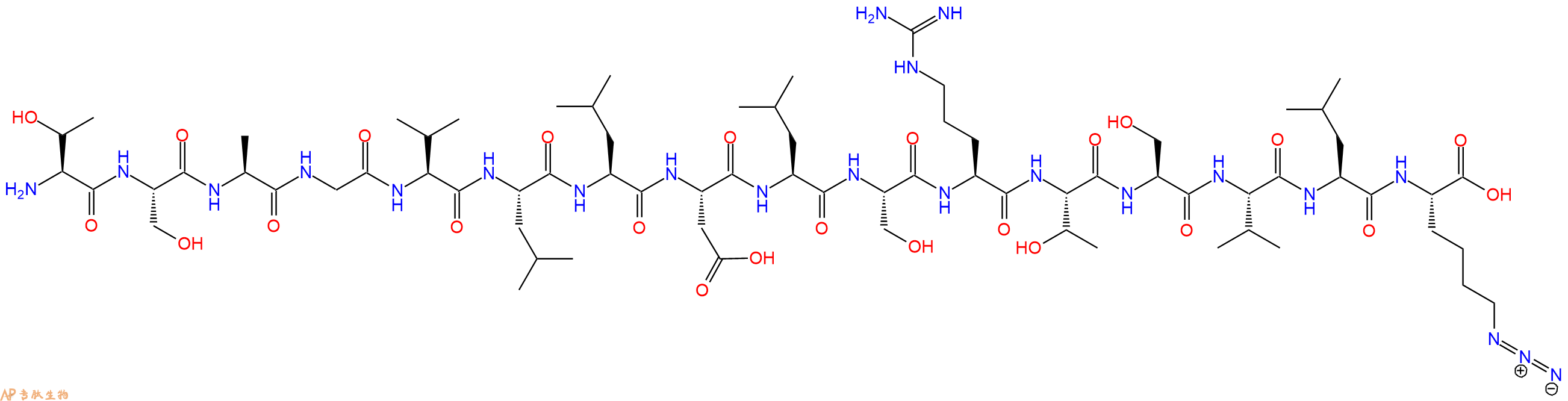 专肽生物产品H2N-Thr-Ser-Ala-Gly-Val-Leu-Leu-Asp-Leu-Ser-Arg-Thr-Ser-Val-Leu-Lys(N3)-OH